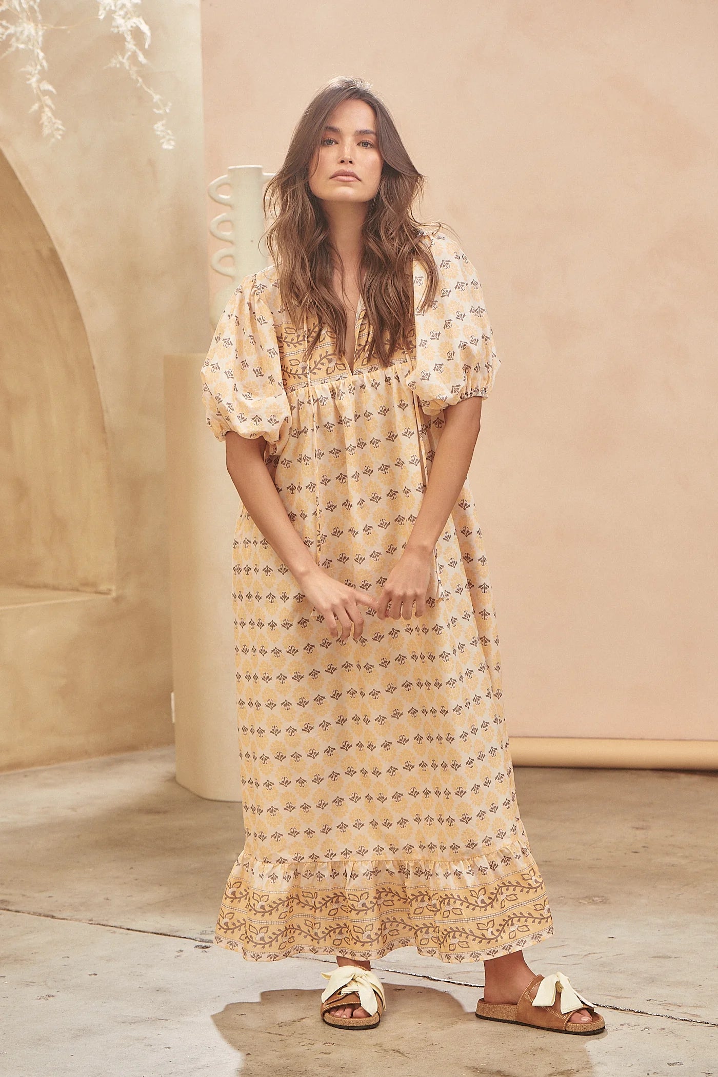 WATTLE MIDI DRESS - NECTAR