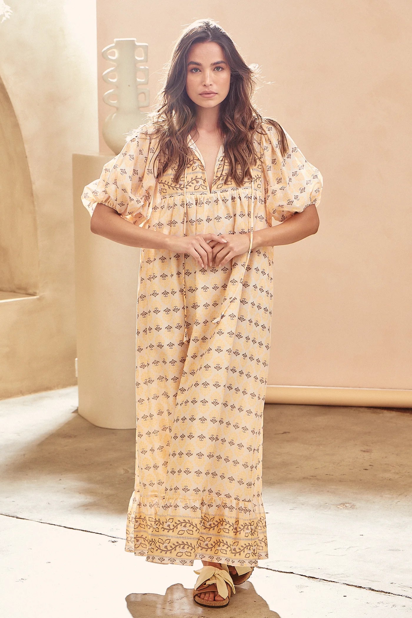 WATTLE MIDI DRESS - NECTAR