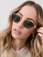 ROUND METAL OVAL SUNGLASSES IN BLACK