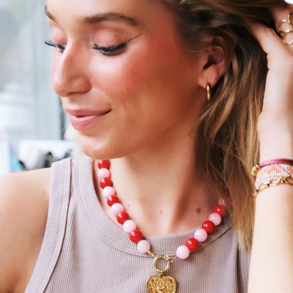 Pink and Red Necklace