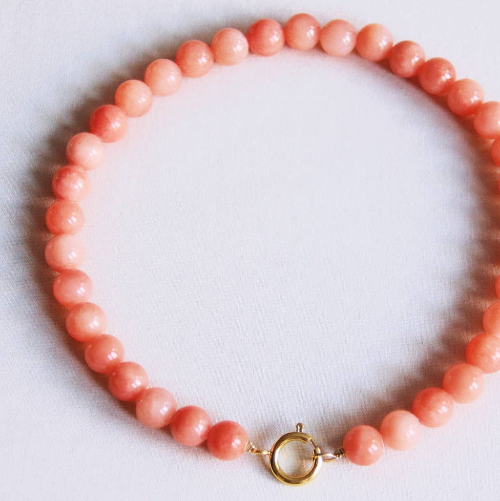 Natural stone bead necklace XL - orange