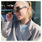 Beaded necklace XXL - light blue