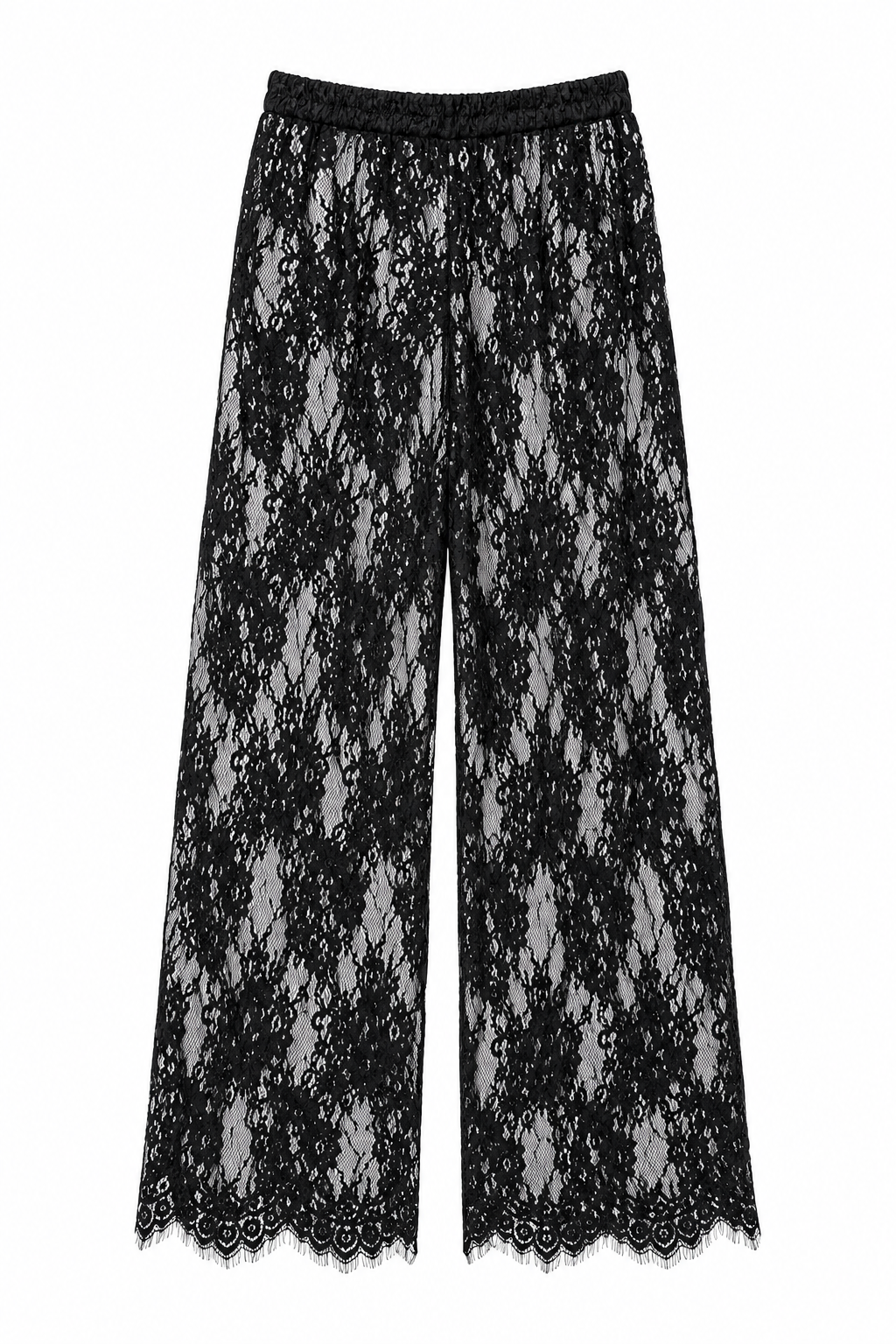 Black Lace Wide-Leg Pants
