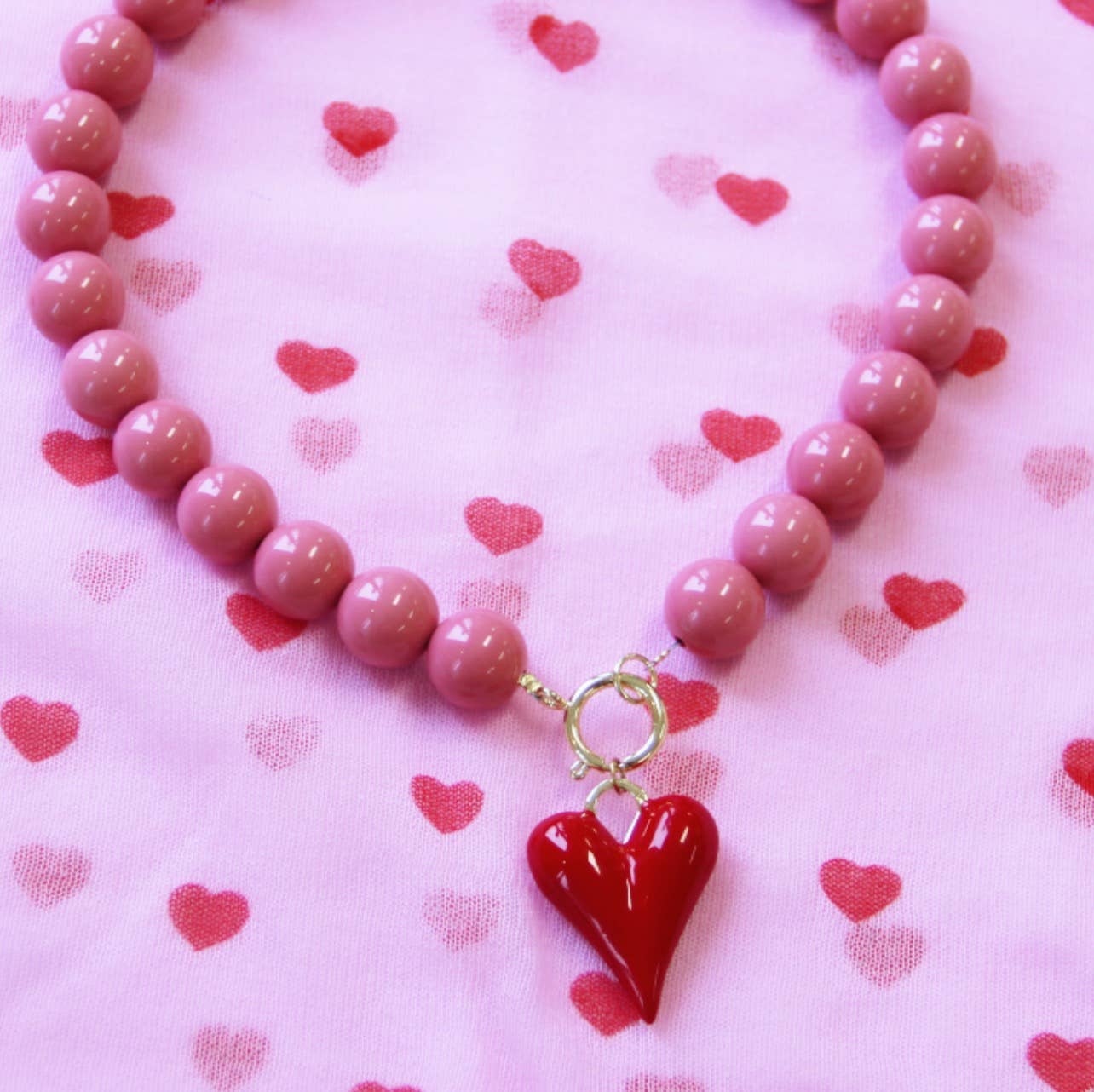 Heart XL charm - red