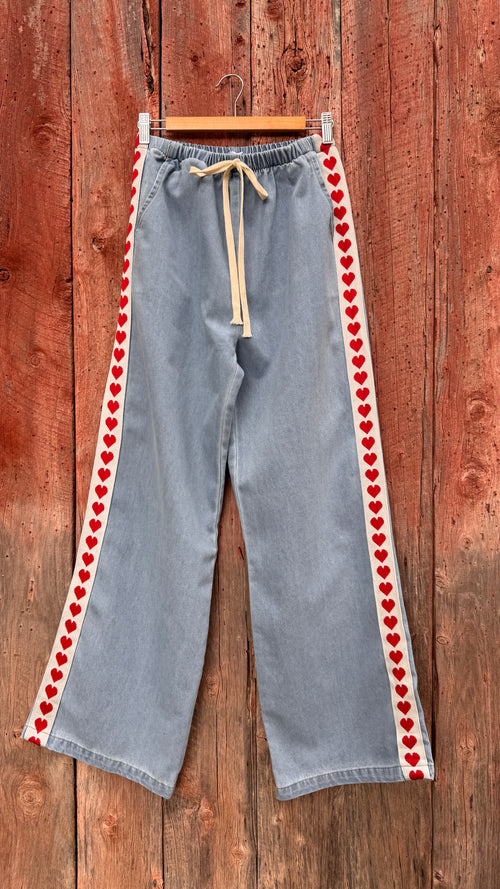 By Frankie / Light Denim Heart Racer pant