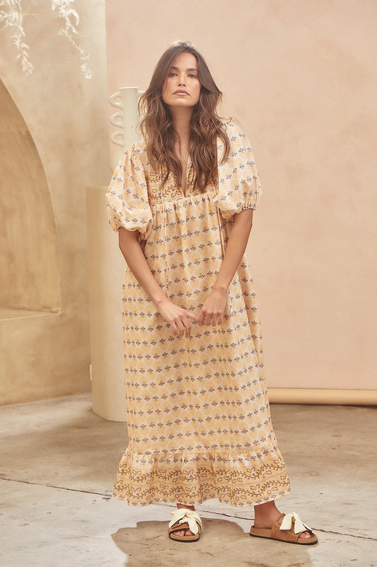 WATTLE MIDI DRESS - NECTAR