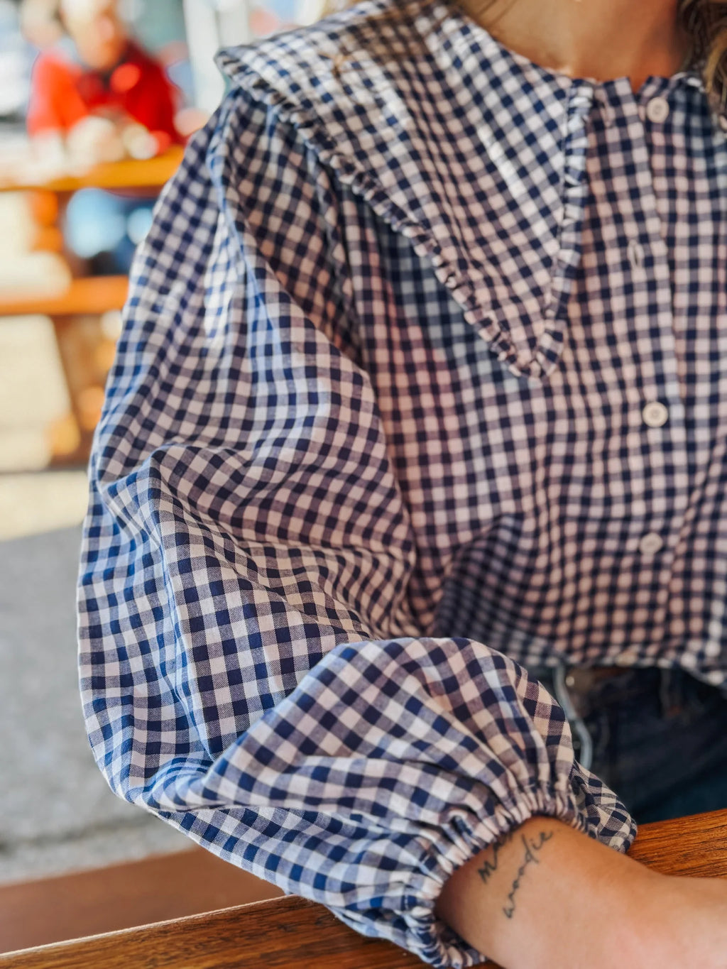 Birdie Shirt ~ Navy Gingham