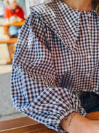 Birdie Shirt ~ Navy Gingham