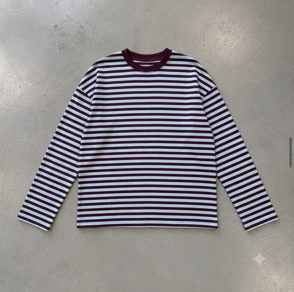 Blue & Brown Stripe Long Sleeve Tee
