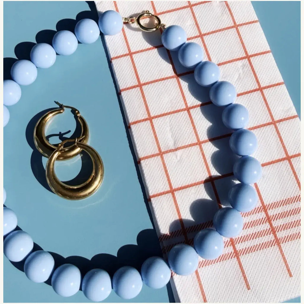 Beaded necklace XXL - light blue