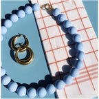 Beaded necklace XXL - light blue