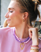 Natural stone bead necklace XL - lilac