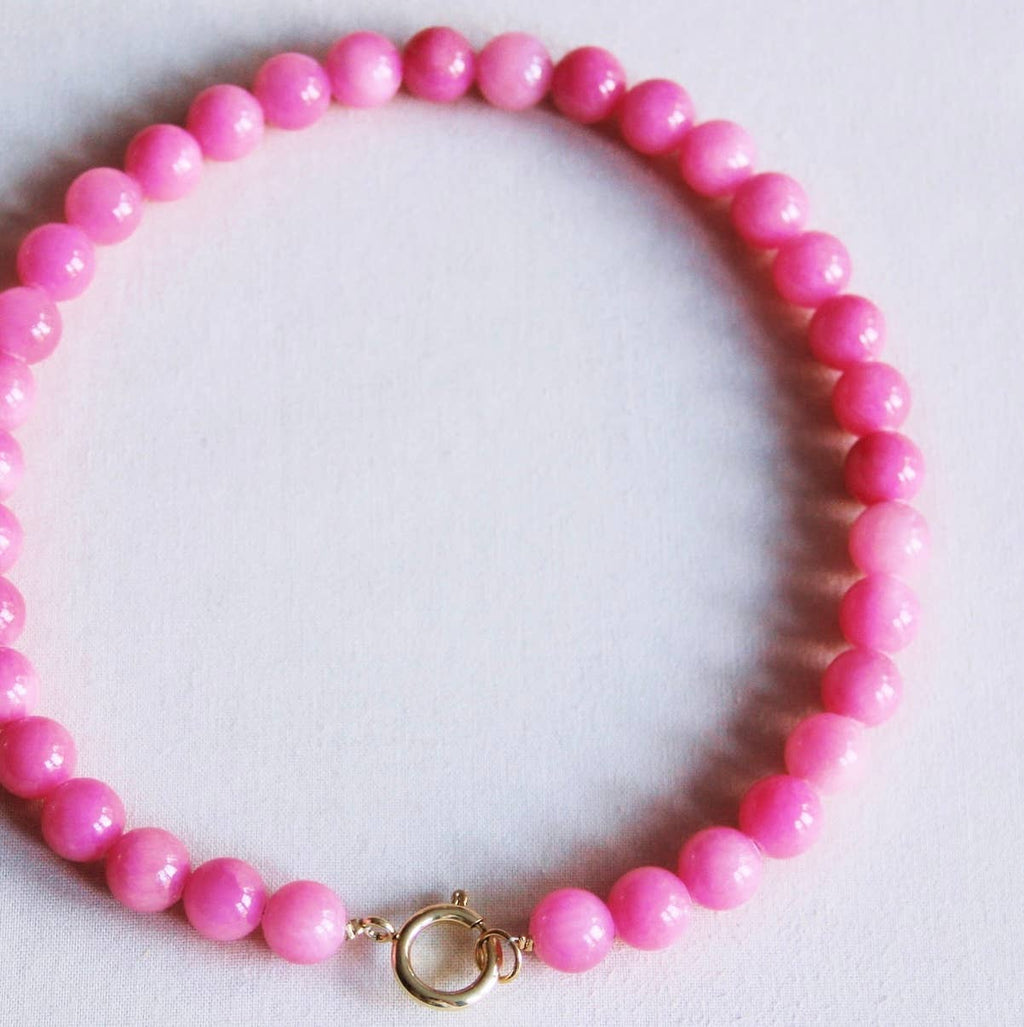 Natural stone bead necklace XL - fuchsia