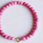 Natural stone bead necklace XL - fuchsia