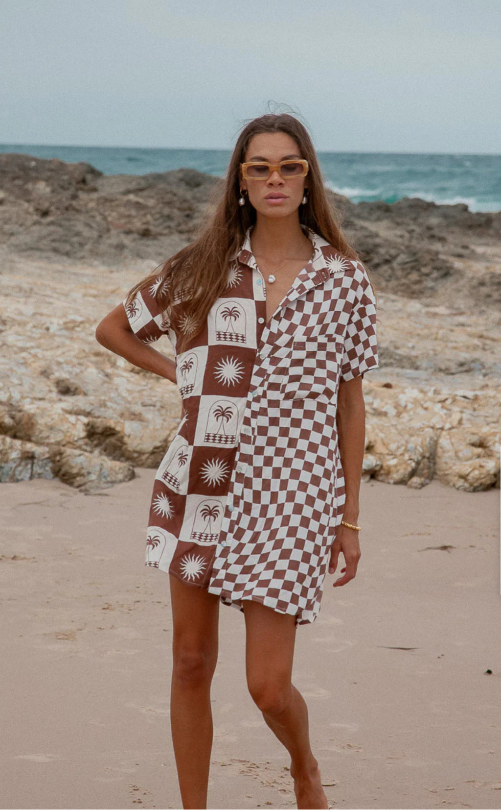 Palma Checkerboard Shirt Dress