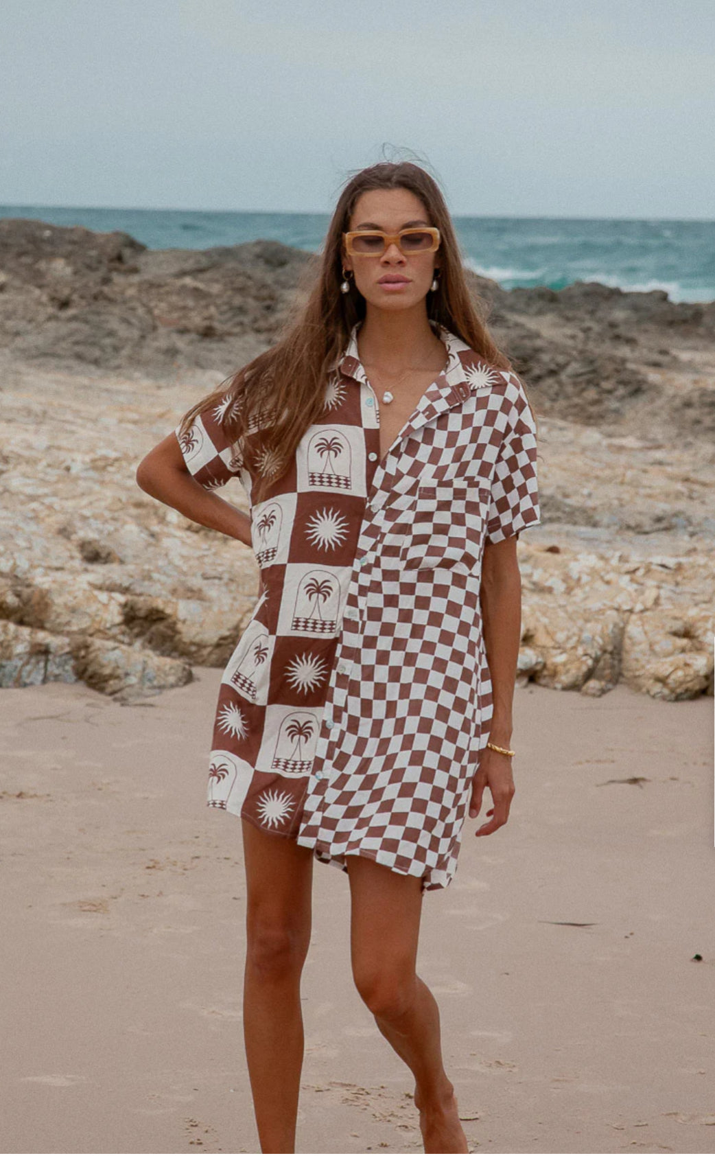 Palma Checkerboard Shirt Dress