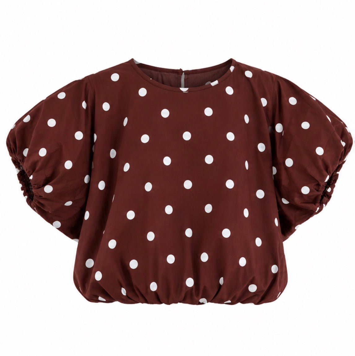 Mia Polka Dot Bubble Top – Chocolate