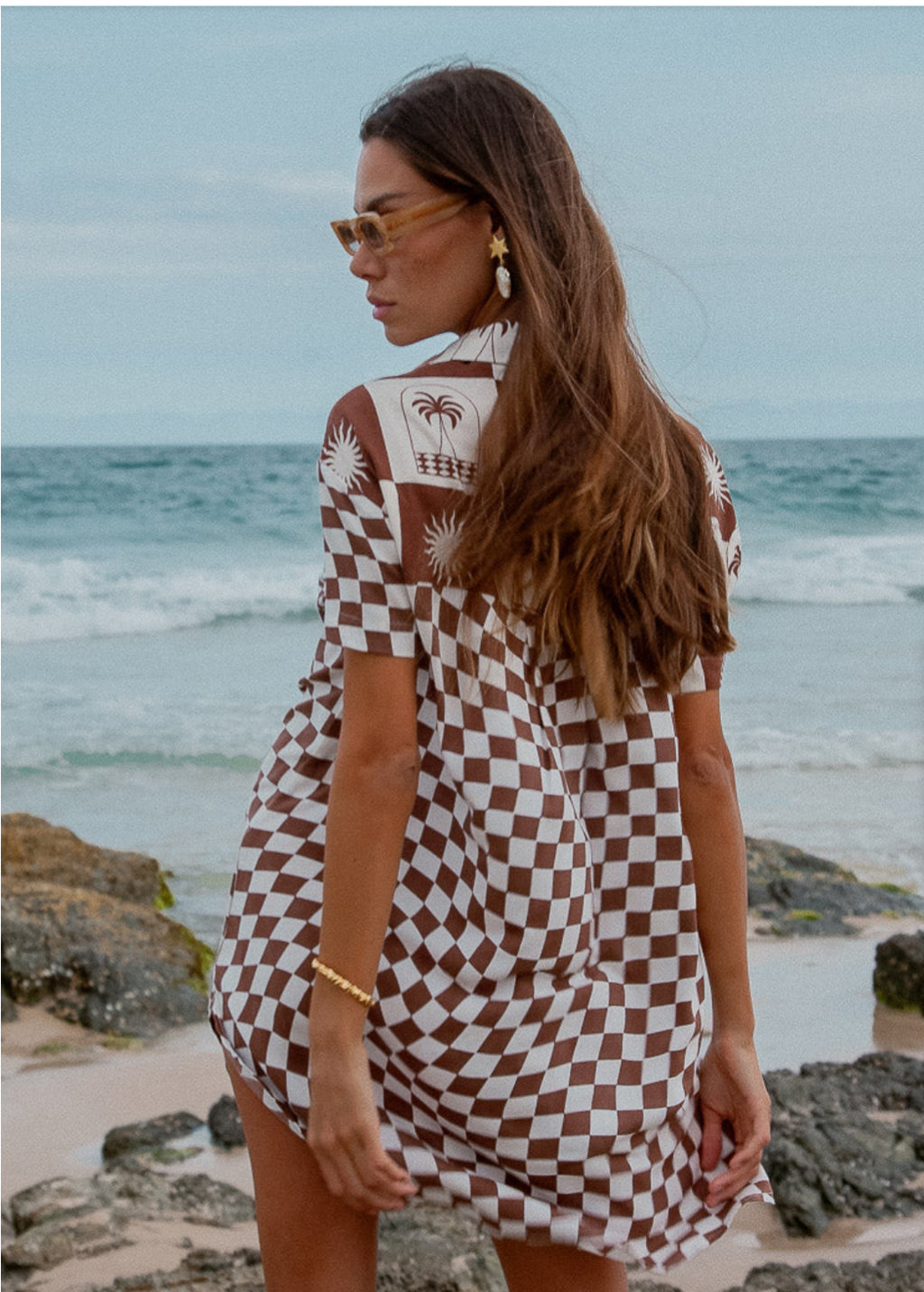 Palma Checkerboard Shirt Dress