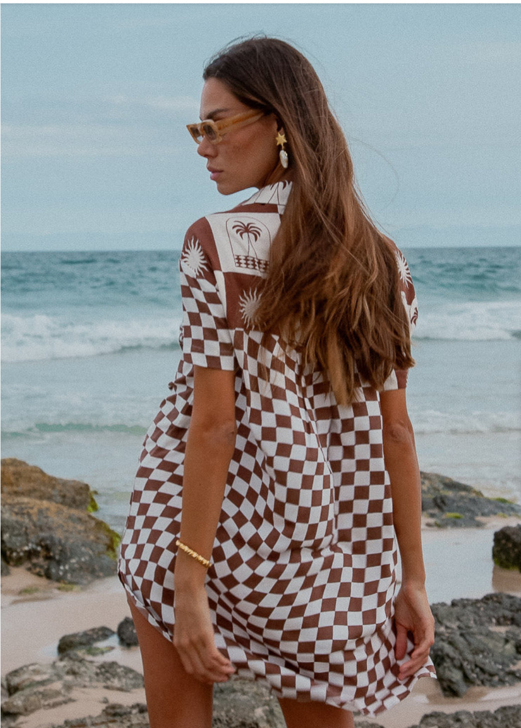 Palma Checkerboard Shirt Dress