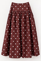 Mia Polka Dot Maxi Skirt – Chocolate