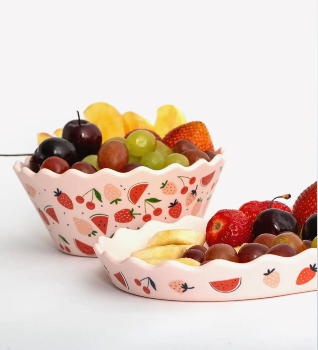 Pink Fruits Wavy Edge Silicone Bowl