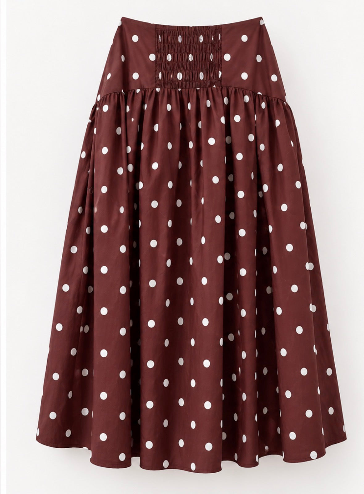 Mia Polka Dot Maxi Skirt – Chocolate