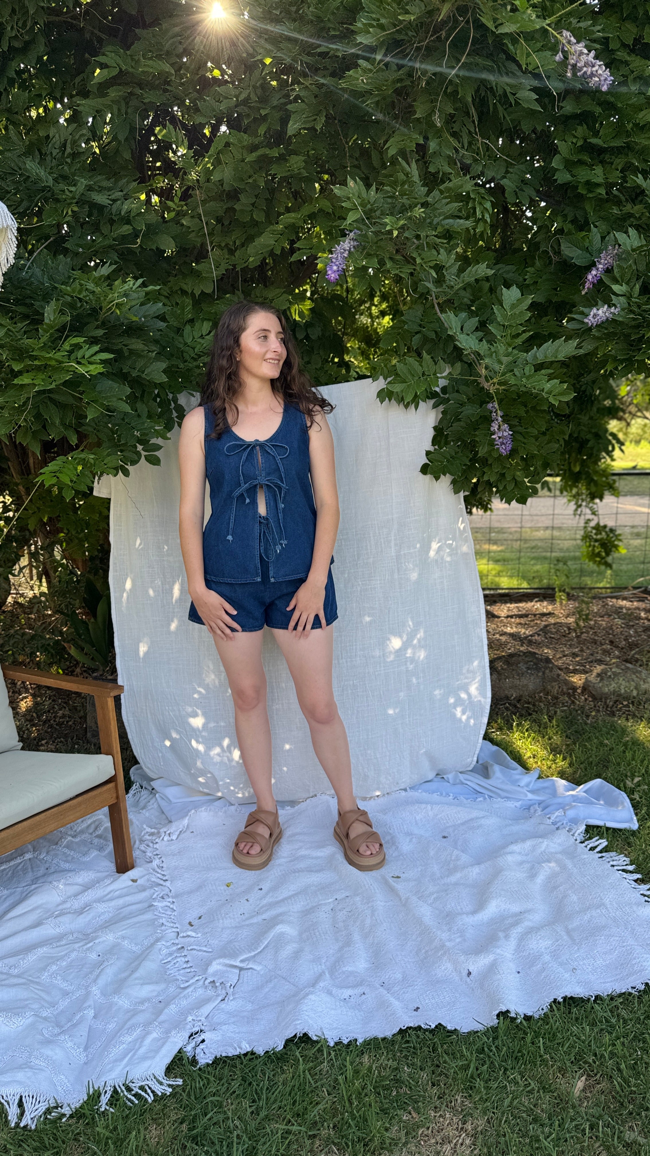 LOLA TOP DENIM -DARK BLUE