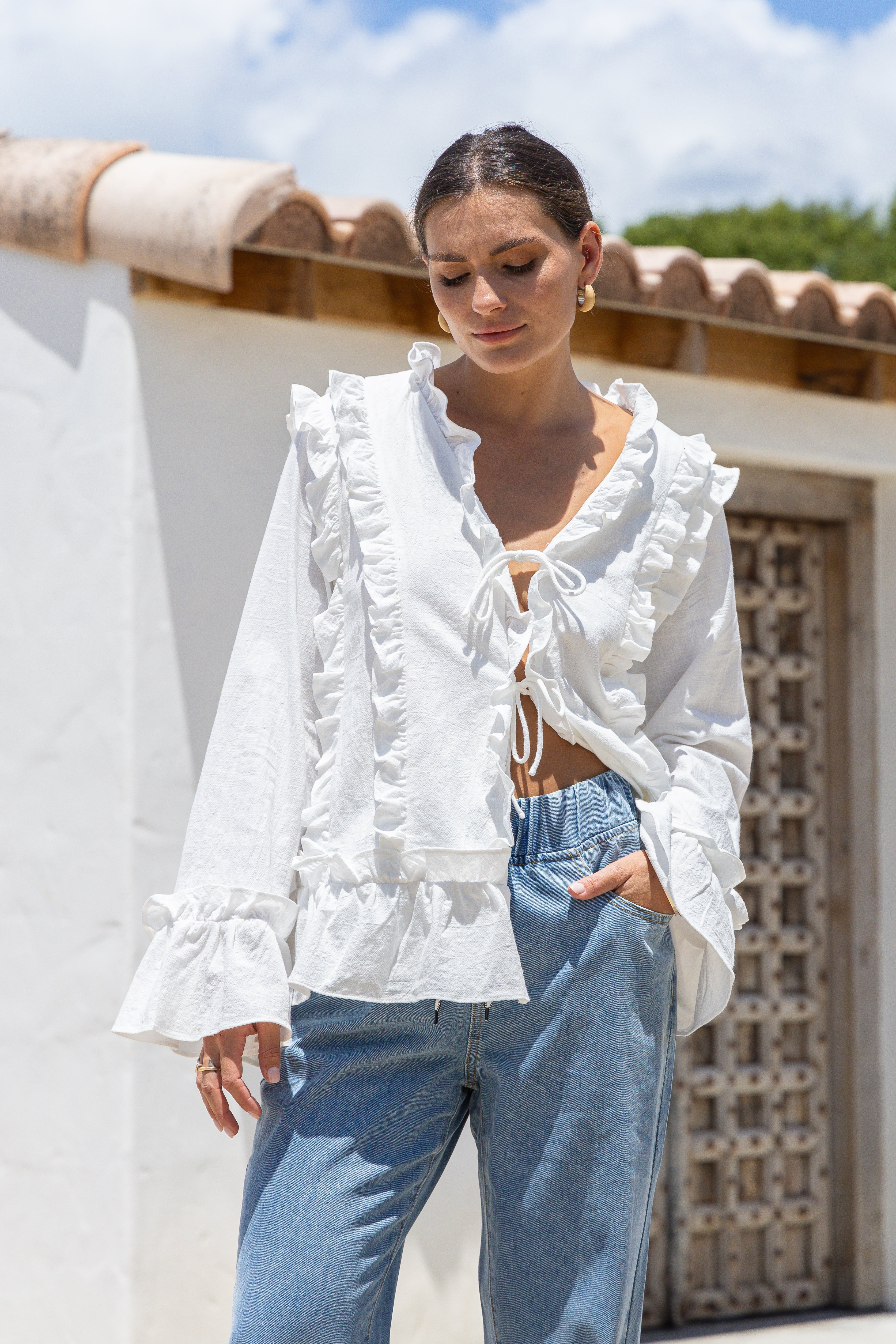 Ellie Tie Blouse ~ White