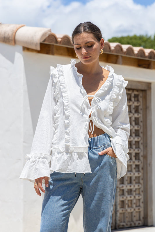 Ellie Tie Blouse ~ White