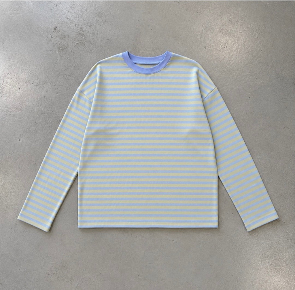Blue & Lime Stripe Long Sleeve Tee
