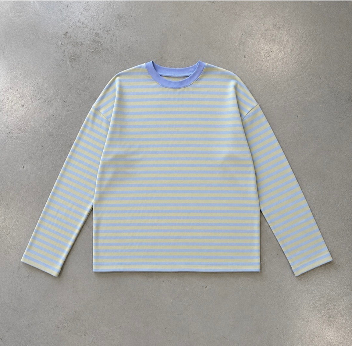 Blue & Lime Stripe Long Sleeve Tee