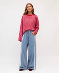 Pink Stripe Long Sleeve Tee