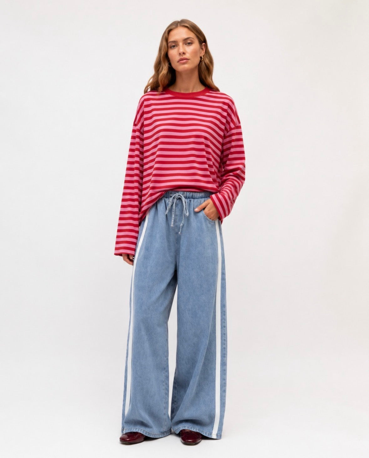 Pink Stripe Long Sleeve Tee