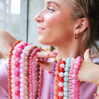 Natural stone bead necklace XL - lilac